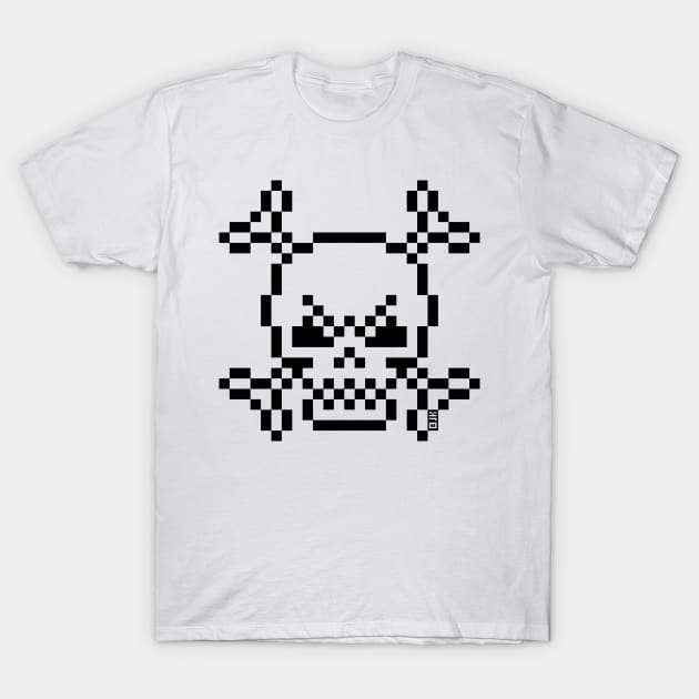 Skull And Crossbones Small (Pixel Art / Jolly Roger / Outline) T-Shirt by MrFaulbaum